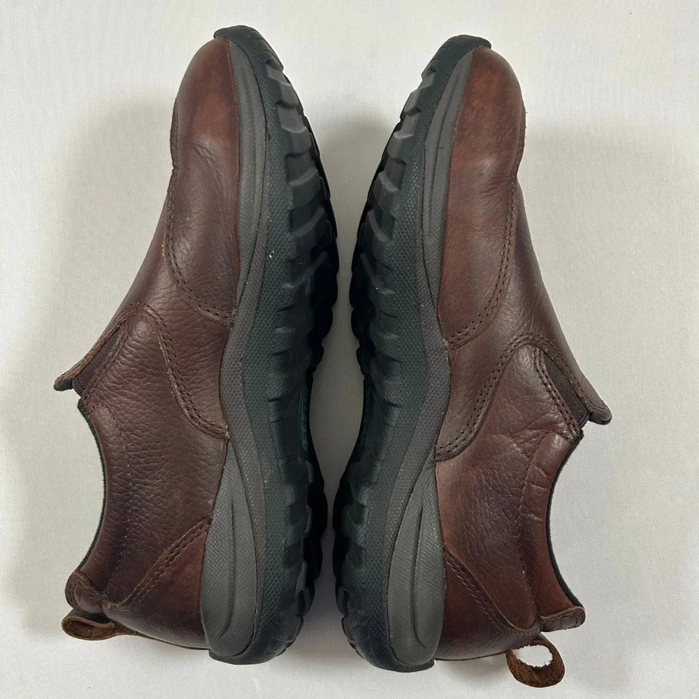 LL Bean Shoes Comfort Mocs Mens 7.5‎ Medium Brown Leather Slip On Hiking Outdoor